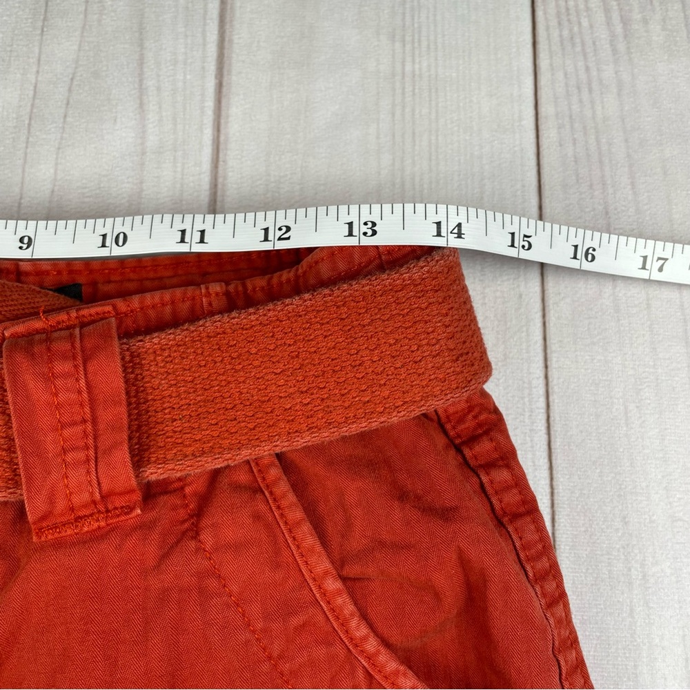 Y2K 2000s Ripstop Cargo Utility Shorts Men’s 28 Burnt Orange Tie Belted Faded - Picture 13 of 15